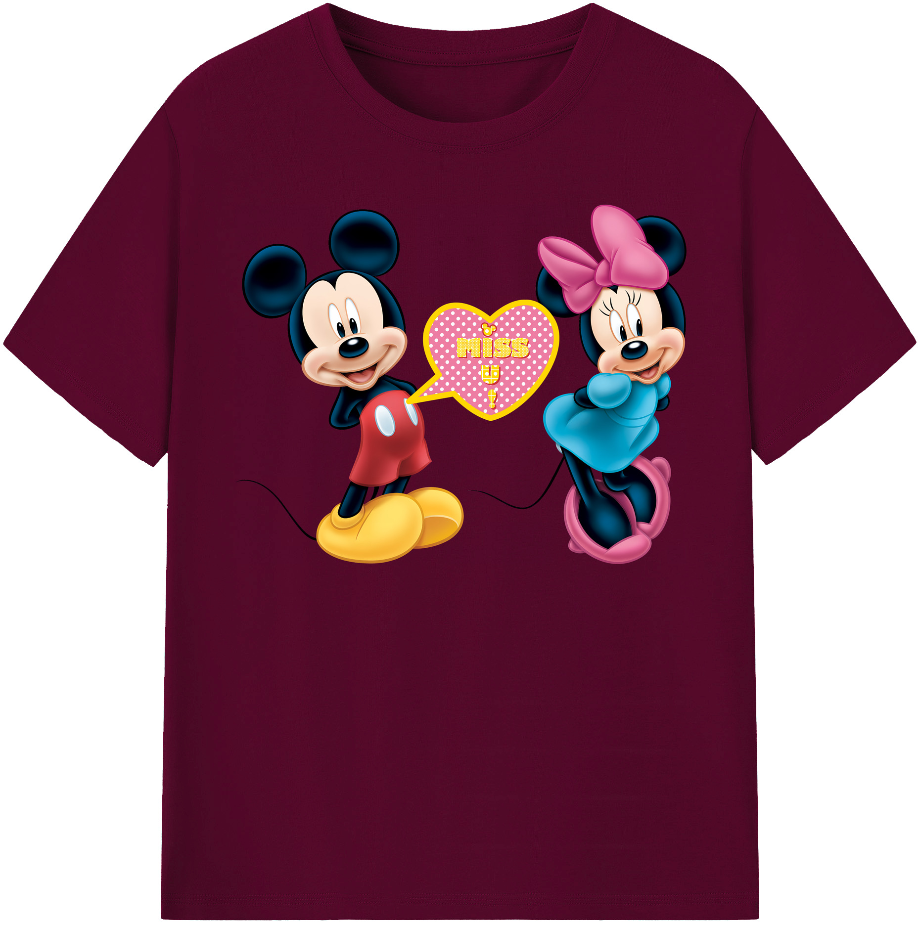 （画像用） ミッキーマウス Mickey Mouse レディースカジュアルプリントTシャツ（綿100％）